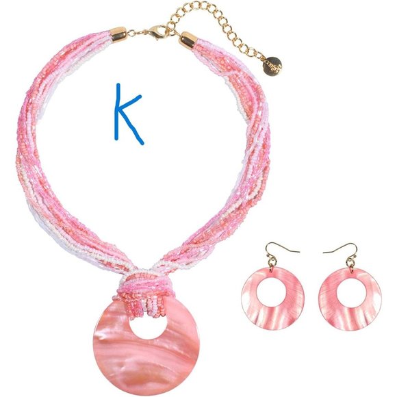 New Multi Strand Colorful Beaded Necklace with Big Circle Shell Pendant - Picture 5 of 9